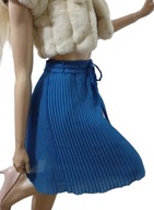 CALLIOPE NIEBIESKA SZYFONOWA SPÓDNICA PLISOWANA Z PODSZEWKĄ RETRO S