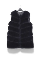 Bezrękawnik Kamizelka Futrzana Puchata Zima Jesień Czarna |R. M/L