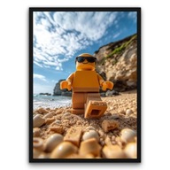 Plakat z ramą 50x70 LEGO na piasku zabawna dekoracja | Pomysł na prezent