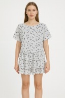 Zwiewna sukienka letnia S 36 krótki rękaw, falbanka – idealna na lato