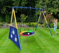 SUPER PLAC ZABAW DLA DZIECI HUŚTAWKA BOCIANIE GNIAZDO PIŁKI RZUTKI