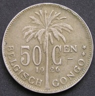 Kongo Belgijskie 50 centimes 1926 - król Albert