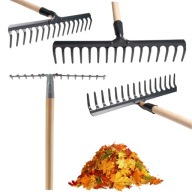 GRABIE OGRODOWE METALOWE DO LIŚCI TRAWY NA WIOSNE SOLIDNE MOCNE 42 x 153cm