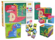 PUZZLE 6W1 DINOZAURY KLOCKI UKŁADANKA 9 EL EDUKACYJNE DLA DZIECI
