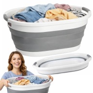 KOSZ NA PRANIE PLASTIKOWY SKŁADANY SILIKONOWY 25L OWALNY MIEDNICA WANIENKA