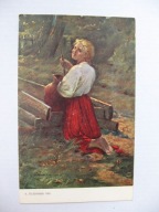 KACPER ŻELECHOWSKI PRZY STUDNI Z DZBANKIEM przedwojenna POCZTÓWKA