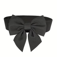 Pasek Damski Czarny Szeroki Elastyczny Duża Kokarda Uniwersalny Dekoracyjny