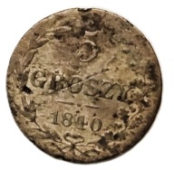 5 groszy 1840 – Królestwo Polskie – Mikołaj I Romanow – kolekcja prywatna