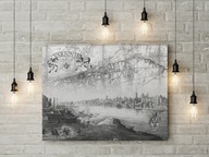 Warszawa obraz 100x140 płótno panorama plan retro