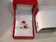 NOWY PIERŚCIONEK RUBINY CYRKONIE SREBRO PR.925 + GRATIS!!!