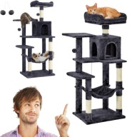 DRAPAK WYSOKI LEGOWISKO SŁUPEK DO DRAPANIA WIEŻA FEANDREA 143CM HAMAK SZARY