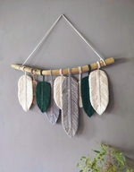 Listki piórka Makrama ścienna Rustykalny dom Dekoracja BOHO