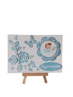 Zaproszenia Chrzest Święty Chłopiec W Serwetce B6 Błękit - Biel