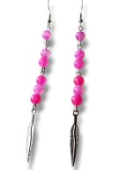 AG57 Kolczyki kamienie AGAT różowe długie