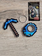 Diamentowy Zestaw KeySpinner + Kilof Minecraft - Brelok Druk3d fidget