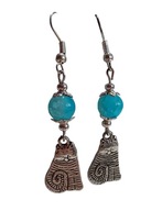 Kolczyki ręcznie wykonane wiszące hand made kotek koralik szklany