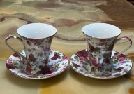 GEMMA SYGNOWANA KWIATOWA FILIŻANKA Z PODSTAWKĄ - 2 KPL