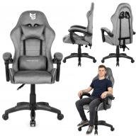 Fotel gamingowy obrotowy biurowy Hero Enzo szary welur krzesło do biurka XL
