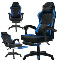 FOTEL GAMINGOWY Z PODNÓŻKIEM REGULOWANY ERGONOMICZNY OBROTOWY BIUROWY