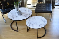 Komplet stolików marmur biały 80 cm 60 cm