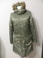 Kurtka damska oliwka M połyskująca TB-fashion odpinany kaptur futerko