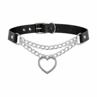 Choker obroża z łańcuszkiem serce regulowany goth punk eko skóra