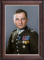 Obraz Henryk Dobrzański Hubal portret w drewnianej ramie ze szkłem