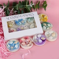 Zestaw 6 świec zapachowych muszle perły dekoracyjne świece sojowe