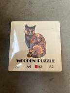 Drewniane puzzle układanka A3 kot kotek a'la Klimt / wooden puzzle