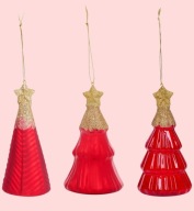 SZKLANA OZDOBNA ZAWIESZKA BOBMKA NA CHOINKĘ ZESTAW ZAWIESZEK CHOINKA 3 szt