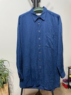 L Koszula New Fast niebieska łagodny połysk kwadraty z rysunkami