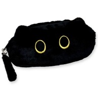 Pluszowy Piórnik SZKOLNY Czarny Kotek z Uszami Saszetka ZASUWANA Suwak Duży