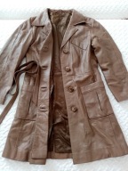 krótki płaszczyk miękka skóra naturalna khaki S