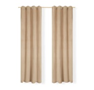 Zasłona Gotowa Welurowa Przelotki 140x250 Ciemny Beż