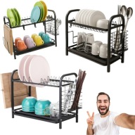 SUSZARKA DO NACZYŃ STOJĄCA OCIEKACZ METALOWA DUŻA DWUPOZIOMOWA 20X41X32