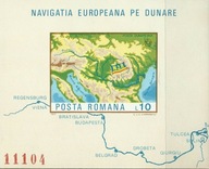 Rumunia 1977 Znaczki Blok 147 ** Dunaj mapa