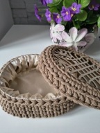 SZKATUŁKA Satynowe CAPPUCCINO – Owalne puzderko na biżuterię