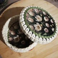 Koszyk - pudełko boho z drewnianym dnem / Organizer Handmade /Rękodzieło
