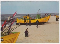 Międzyzdroje 1983r. Łodzie sieci rybackie