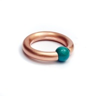 Pierścionek z czystej miedzi z kulką chryzokoli. Również jako wisiorek