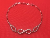 DAMSKA BRANSOLETKA NIESKOŃCZONOŚĆ CYRKONIE PRÓBA 925