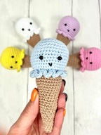 Lody Kawaii z buzią szydełkowe jedzenie amigurumi