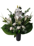 Bukiet cmentarz storczyk kalie biel