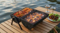 Grill węglowy turystyczny ogrodowy składany kempingowy przenośny beczka