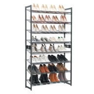 REGAŁ NA BUTY 8 Poziomów Metalowy CZARNY Szafka Stojak 92x163cm SONGMICS