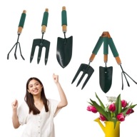 ZESTAW TRZECH NARZEDZI OGRODOWYCH ŁOPATKA GRABKI WIDEŁKI WYGODNE