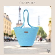 Torba miejska błękitna koszyk ze sznurka na wakacje na lato La Panier MINI