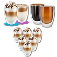 6x SZKLANKI TERMICZNE DO KAWY LATTE DRINKÓW 350ml ATESTOWANE
