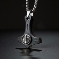 Młot Thora Mjölnir heban Gabon | stal 316L | naszyjnik 60 cm