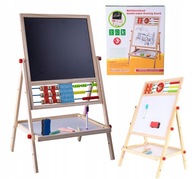 TABLICA MAGNETYCZNA DREWNIANA 4W1 Z KREDĄ I LICZYDŁEM